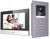 Wideodomofony - Hikvision Zestaw wideodomofonowy IP Hikvision: Monitor 7" LCD DS-KH6320-WTE1 + panel zewnętrzny z kamerą i szyfratorem - miniaturka - grafika 1
