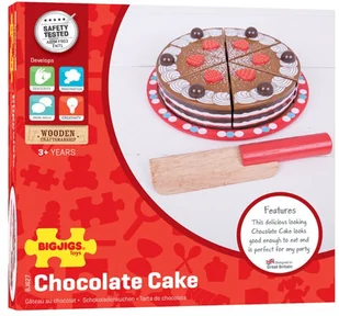 Bigjigs Toys Tort czekoladowy nauka krojenia BJ627 714002 - Zabawki AGD - miniaturka - grafika 4