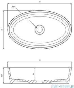 Omnires Bari M+ umywalka nablatowa 50x30cm biały połysk BARI500UNBP | - Umywalki - miniaturka - grafika 2