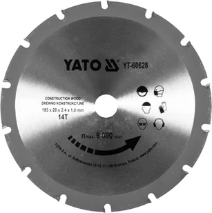 YATO tarcza do cięcia drewna z gwoździami 185x14x20 YT-60628 - Akcesoria do elektronarzędzi - miniaturka - grafika 2