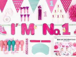 Party Deco Party Box - Imprezowe Pudełko - Zestaw dekoracji na roczek I'm no. 1 dla dziewczynki SET3-081 - Baby shower i roczek - miniaturka - grafika 2