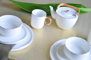 Affek Design Mondex Talerz obiadowy Grace biało-złoty HTNF7580 - Talerze - miniaturka - grafika 2