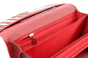 PolskaGalanteria.pl Portfel Damski PolskaGalanteria Długi Suwak Skóra Naturalna Czerwony Klapka z Wstawką Wzór VI KP D402 - Portfele - miniaturka - grafika 9