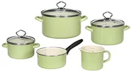 Zestawy garnków i patelni - Krüger Karl Juist 89566PAG 5-częściowy zestaw garnków emaliowanych, zielone pastelowe 89566PAG - miniaturka - grafika 1