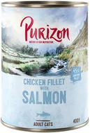 Mokra karma dla kotów - Purizon Purizon Adult 12 x 400 g bez zbóż Filet z kurczaka z łososiem i jagnięciną - miniaturka - grafika 1