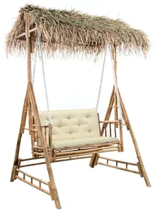 vidaXL 2-os huśtawka ogrodowa bambus i liście palmy poduszka 202cm 3063934 - Huśtawki - miniaturka - grafika 13