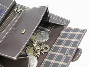 Cefirutti Portfel Męski Skóra Cielęca Duży Pionowy Z Zapięciem Dwa Skrzydełka Pionowy Suwak Matowy HT 7680278-5 - Portfele - miniaturka - grafika 8