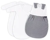 Śpiworki dla dzieci - Träumeland S0100155 śpiwór dziecięcy LIEBMICH 3-częściowy zestaw w kropki szary, rozmiar 68/74, wielokolorowy - miniaturka - grafika 1