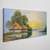 Obrazy i zdjęcia - PL Coloray Obraz na Płótnie malarstwo wieś chata 120x60cm - miniaturka - grafika 1