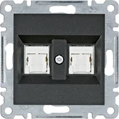 Gniazdka elektryczne - Hager LUMINA-INTENSE-PASSION-Gniazdo-komputerowe-podwójne-RJ45-kat5e-UTP-czarny WL2123 - miniaturka - grafika 1