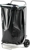 Kosze na śmieci - AJ Produkty Stojak na worki na śmieci, na kółkach, 890x490x390 mm,125 L, srebrny - miniaturka - grafika 1