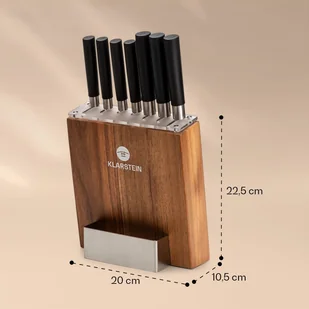 Klarstein Klarstein Kitano zestaw 8-częściowy Zestaw noży z blokiem 7 noży stal szlachetny drewniany blok KG10-KitanoAcacia - Noże kuchenne - miniaturka - grafika 6