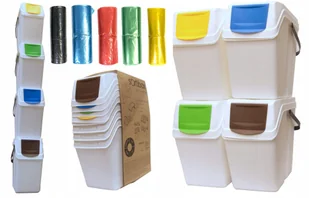 Zestaw koszy na śmieci do segregacji białe 25l 4el - Kosze na śmieci - miniaturka - grafika 3