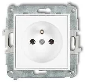 Gniazdka elektryczne - Karlik Gniazdo pojedyncze Mini MGP-1z z uziemieniem 2P+Z bez przesłon torów prądowych biały - miniaturka - grafika 1