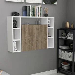 Homemania Składane biurko ścienne Omega, 90x19,5x60 cm, biel i orzech Homemania - Biurka - miniaturka - grafika 6