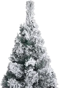 vidaXL Smukła, sztuczna choinka, zielona, ośnieżona, 210 cm, PVC - Choinki - miniaturka - grafika 3