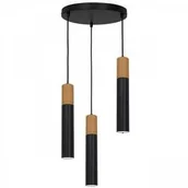 Lampy sufitowe - Luminex Cassa 1967 lampa wisząca zwis 3x60W GU10 czarna/drewniana - miniaturka - grafika 1