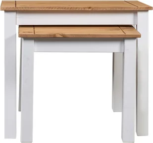 vidaXL 2 stoliki wsuwane pod siebie, białe, sosnowe, seria Panama - Ławy i stoliki kawowe - miniaturka - grafika 2