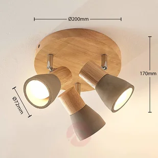 Lindby Landelijke plafondlamp hout met beton rond 3-lichts incl. LED - Filiz - Lampy sufitowe - miniaturka - grafika 3