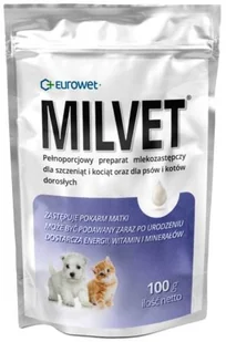 Eurowet Milvet Preparat mlekozastępczy dla szczeniąt i kociąt 100g Eurowet |DLA ZAMÓWIEŃ + 99zł GRATIS! - Mleko dla kociąt i szczeniąt - miniaturka - grafika 2