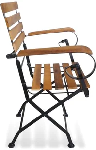 vidaXL Składane krzesła ogrodowe 2 szt. stal i lite drewno akacjowe 43735 - Fotele i krzesła ogrodowe - miniaturka - grafika 5