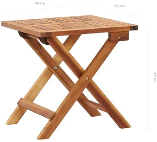 vidaXL Składany stolik ogrodowy, 40x40x40 cm, lite drewno akacjowe - Stoły ogrodowe - miniaturka - grafika 6