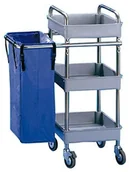 Wózki serwisowe - Jofel al50350 Wózek wózek do serwowania metaliczna, 3 małe kieszenie i 1 worek 75 L, stal nierdzewna AISI 304 AL50350 - miniaturka - grafika 1