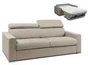 Sofy i kanapy - Vente-Unique 4-osobowa kanapa z ekspresowym mechanizmem rozkładania z tkaniny VIZIR - Kolor: beżowy - Miejsce do spania: 160 cm - Materac 14 cm - miniaturka - grafika 1