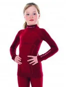 Bluzy narciarskie - Brubeck Bluza active wool jr ls13690 bordowy BLUZA JRW ACTIVE WOOL BORDO 140/146 BRUB - miniaturka - grafika 1