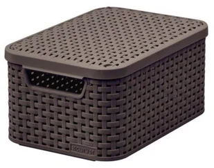 Curver Koszyk pojemnik z pokrywą S CURVER ciemny brąz 205839 - Pojemniki biurowe - miniaturka - grafika 3