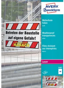 FOLIA AVERY ZWECKFORM 0.13 MM DO DRUKAREK LASEROWYCH I KSEROKOPIAREK 100 SZT. - Folie do drukarek - miniaturka - grafika 3