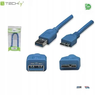 Techly Kabel USB A męski - micro-B męski1 m Niebieski 305243 - Kable USB - miniaturka - grafika 6
