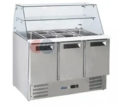 Szafy i witryny chłodnicze - Hendi Stół chłodniczy sałatkowy z nadstawą szklaną 3-drzwiowy 1365x700x1270 h 236192 236192 - miniaturka - grafika 1