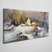 Obrazy i zdjęcia - PL Coloray Obraz Canvas zima śnieg wieś 120x60cm - miniaturka - grafika 1
