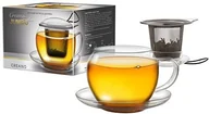 Serwisy do kawy i herbaty - Creano creano Tee-filiżanka ze szkła z uchem i zintegrowanym sito ze stali nierdzewnej, szklana pokrywa ze spodkiem, zestaw 4-częściowy, w 450 ML rozm Tee-Glas JUMBO - miniaturka - grafika 1