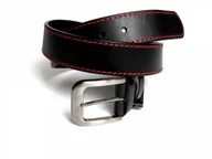 Paski - Pas-Max (PL) Pasek Męski Skórzany (PL) Skóra Licowa EXTRA 40 mm Czarny Z Czerwoną Nitką XXL Nadwymiar - miniaturka - grafika 1