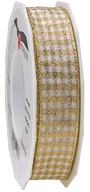 Pozostałe akcesoria świąteczne - Prasent Taśma Vichy Metaliczny złoty/biały b25 mm 66625/20-634 - miniaturka - grafika 1