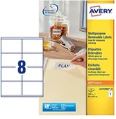 Dodatki do drukarek i skanerów - Avery L4745REV-25 etykiety można zdjąć 96 X 63,5 MM 200 sztuk białe L4745REV-25 - miniaturka - grafika 1
