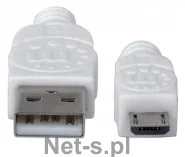 Kabel Usb A-MicroB M/M 0,3M USB2.0 Hi-Speed biały - Kable komputerowe i do monitorów - miniaturka - grafika 2