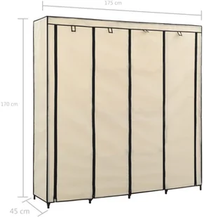 vidaXL vidaXL Szafa z 4 przegrodami, kremowa, 175 x 45 x 170 cm - Szafy - miniaturka - grafika 8