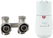 Vario Term Zestaw zaworów Premium Trendy, Typ zaworu: Prosty, Mocowanie głowicy: Gwint M30x1,5, Nyple redukcyjne: Z nyplami redukcyjnymi 3/4'' / 1/2 '' PRNYGS05106C/FP - Akcesoria grzewcze - miniaturka - grafika 2