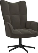 Fotele - vidaXL Fotel ciemnoszary obity aksamitem 328052 - miniaturka - grafika 1
