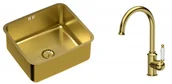 Zlewozmywaki z baterią - QUADRON Quadron Zlewozmywak stalowy podwieszany 44 39 18 cm NICOLAS kolor złoty z baterią RACHEL Q LINE - miniaturka - grafika 1