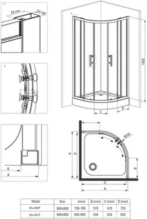 Deante Jasmin 90 cm kabina półokrągła DEA-2835-0 - Kabiny prysznicowe - miniaturka - grafika 3