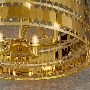 Endon LAMPA wisząca ELDORA 90299 Endon okrągła OPRAWA metalowa modernistyczny ZWIS na łańcuchu złoty 90299 - Lampy sufitowe - miniaturka - grafika 4