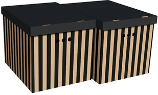 DekorHome Pudełko z tektury z ozdobnym nadrukiem Paski czarne XL 2szt 54 - Gadżety do domu - miniaturka - grafika 2
