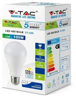 V-TAC Żarówka LED SAMSUNG CHIP 12W E27 A65 A++ VT-295 4000K 1521lm - Żarówki LED - miniaturka - grafika 2