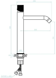 Kuchinox Peros bateria umywalkowa stojąca wysoka chrom/czarny BQP02ND - Baterie umywalkowe - miniaturka - grafika 3
