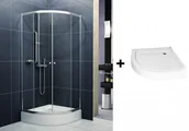 Kabiny prysznicowe - Invena Zestawy VITORIA Kabina półokrągła 80x80x180 + brodzik Alex, profile chrom, szkło transparentne AK-49-185+BAA-80 AK-49-185+alex80 - miniaturka - grafika 1