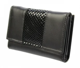 PolskaGalanteria.pl Portfel Damski PolskaGalanteria z Wstawką 13 cm Suwak Skóra Naturalna Czarny KP D38 - Portfele - miniaturka - grafika 3